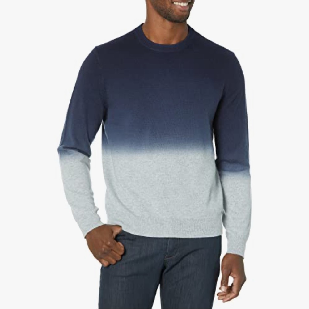 Theory Hilles Crew 100% Cashmere Blue and Gray Long Sleeve Sweater Sz. Medium